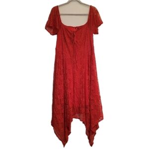 Torrid Dress Womens 1x Insider Collection Orange Floral Lace Short Sleeve